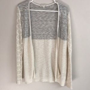 White + Gray Lace Cardigan